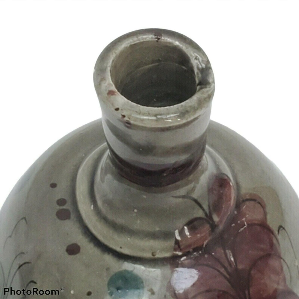 VTG 70s 80s Tonala Mexican Pottery Bud Vase Hand Painted Bird Snail Jalisco - Picture 4 of 7